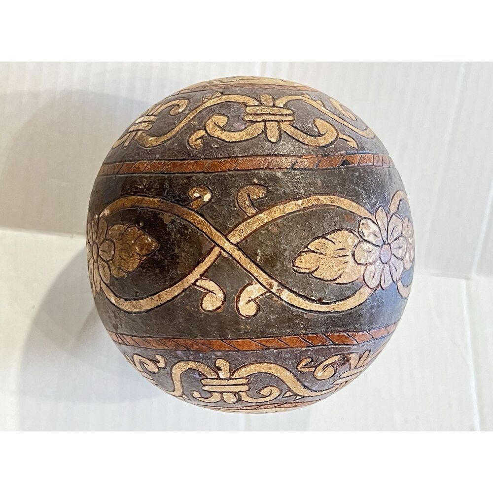 Vintage Antique Ceremonial Decor Pottery Ceramic Ball Asia Middle East 4.5” Dia - Picture 13 of 16